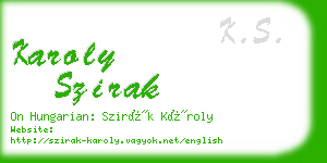 karoly szirak business card